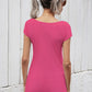 Women's Solid Color Short Sleeve Top With Lace