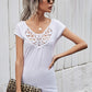 Women's Solid Color Short Sleeve Top With Lace