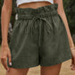 Women's Solid Color Textured Ruffled Drawstring Pull-on Shorts