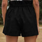 Women's Solid Color Textured Ruffled Drawstring Pull-on Shorts
