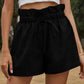 Women's Solid Color Textured Ruffled Drawstring Pull-on Shorts
