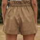 Women's Solid Color Textured Ruffled Drawstring Pull-on Shorts