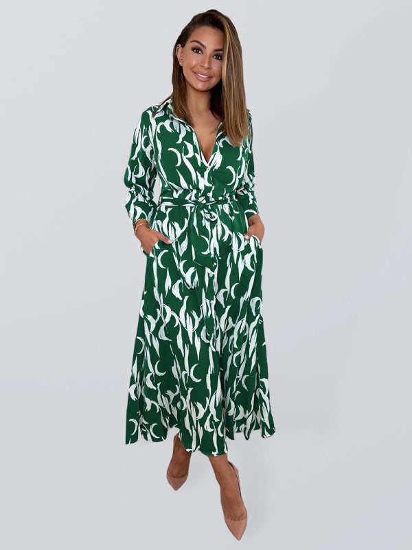 Women's Bright Print Button Front Midi Dress