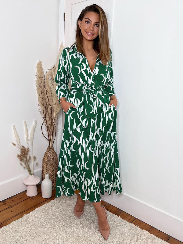 Women's Bright Print Button Front Midi Dress