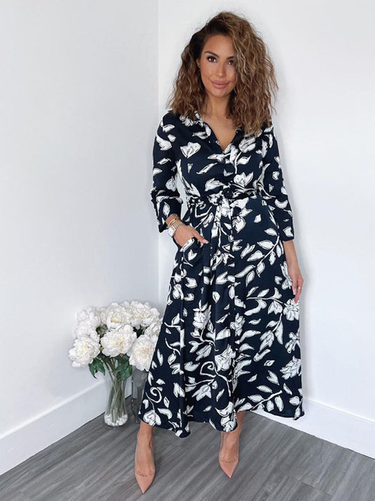 Women's Bright Print Button Front Midi Dress