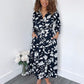 Women's Bright Print Button Front Midi Dress