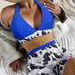 Women's Printed Bikini Top And High-waist Bottoms Shorts Set