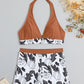 Women's Printed Bikini Top And High-waist Bottoms Shorts Set