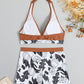 Women's Printed Bikini Top And High-waist Bottoms Shorts Set