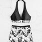 Women's Printed Bikini Top And High-waist Bottoms Shorts Set