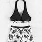 Women's Printed Bikini Top And High-waist Bottoms Shorts Set