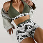 Women's Printed Bikini Top And High-waist Bottoms Shorts Set