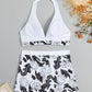 Women's Printed Bikini Top And High-waist Bottoms Shorts Set