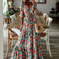 Women's Floral Print Tiered Puff Ruffle Sleeve Maxi Dress