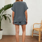 Women's Solid Color Short Sleeve V-neck T-shirt And Shorts