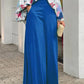 Women's Printed Long Sleeve Button Front Closure With Wide Leg Pants Set