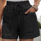 Women's Solid Color Drawstring Frayed-hem Shorts