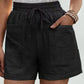 Women's Solid Color Drawstring Frayed-hem Shorts