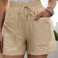 Women's Solid Color Drawstring Frayed-hem Shorts