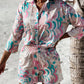 Women's Floral Print Tie Front Short Sleeve Shirt Matching Shorts