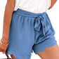 Women's Layered Petal Butterfly End Waist Lounge Short with Belt