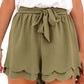 Women's Layered Petal Butterfly End Waist Lounge Short with Belt