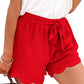 Women's Layered Petal Butterfly End Waist Lounge Short with Belt