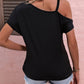 Women's Solid Color Chain Hardware Cutout Shoulder Top