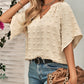 Women's Solid Color V-neck Clip Dot Blouse