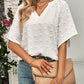 Women's Solid Color V-neck Clip Dot Blouse