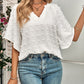 Women's Solid Color V-neck Clip Dot Blouse