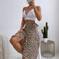 Women's casual all-match temperament polka dot print slit skirt