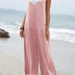 Solid color patch pocket fashion jumpsuit V-neck overalls wide-leg trousers