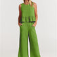 Women's Ruffle Sleeveless Top With Matching Wide-leg Pants