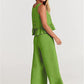 Women's Ruffle Sleeveless Top With Matching Wide-leg Pants