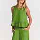Women's Ruffle Sleeveless Top With Matching Wide-leg Pants