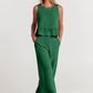 Women's Ruffle Sleeveless Top With Matching Wide-leg Pants