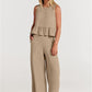 Women's Ruffle Sleeveless Top With Matching Wide-leg Pants