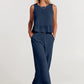 Women's Ruffle Sleeveless Top With Matching Wide-leg Pants