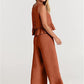 Women's Ruffle Sleeveless Top With Matching Wide-leg Pants