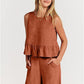 Women's Ruffle Sleeveless Top With Matching Wide-leg Pants