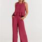 Women's Ruffle Sleeveless Top With Matching Wide-leg Pants