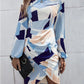 Women's Slim Round Neck Geometric Print Long Sleeve Dress