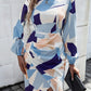 Women's Slim Round Neck Geometric Print Long Sleeve Dress