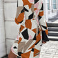 Women's Slim Round Neck Geometric Print Long Sleeve Dress
