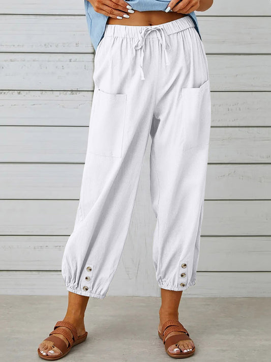 Women's Solid Color Parachute Cargo Pants