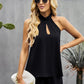 Women's Solid Color Cutout Mock Neck Halter Top