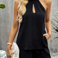 Women's Solid Color Cutout Mock Neck Halter Top