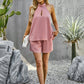Women's Solid Color Cutout Mock Neck Halter Top
