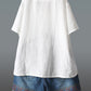 Women's MAMA BEAR printed short-sleeved V-neck irregular cotton and linen top
